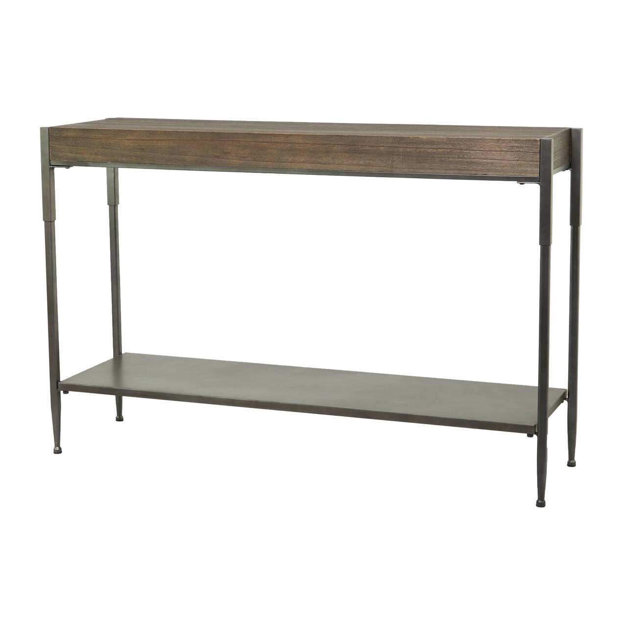 49" Brown Metal Industrial Console Table